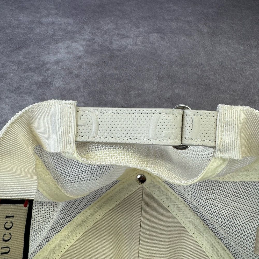 Gucci Embossed Mesh Gg Cream Cap Hat Medium - Picture 13 of 13